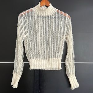 Lace high neck collar top blouse